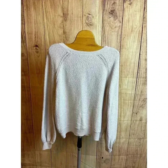 American Eagle Scoopneck Textured Knit Top Women's Light Gray Size S - Picture 4 of 7